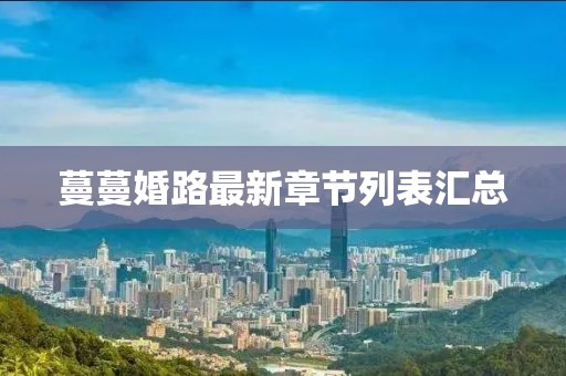 蔓蔓婚路最新章節列表匯總