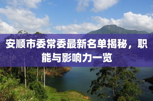 安順市委常委最新名單揭秘，職能與影響力一覽