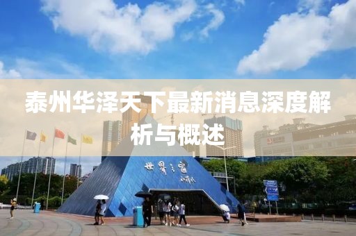 泰州華澤天下最新消息深度解析與概述