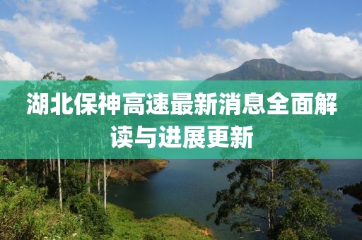 湖北保神高速最新消息全面解讀與進(jìn)展更新