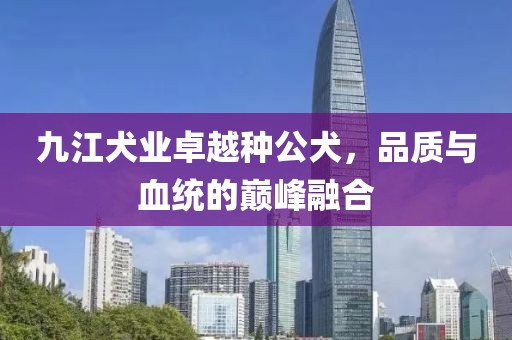 九江犬業(yè)卓越種公犬，品質(zhì)與血統的巔峰融合