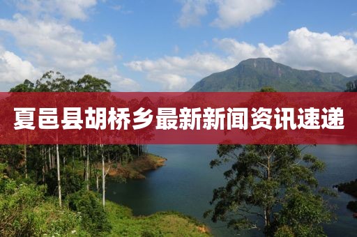 夏邑縣胡橋鄉最新新聞資訊速遞