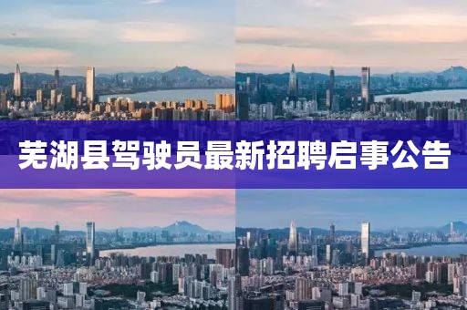 蕪湖縣駕駛員最新招聘啟事公告