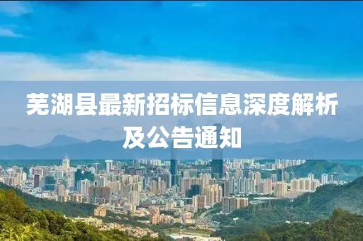 蕪湖縣最新招標信息深度解析及公告通知
