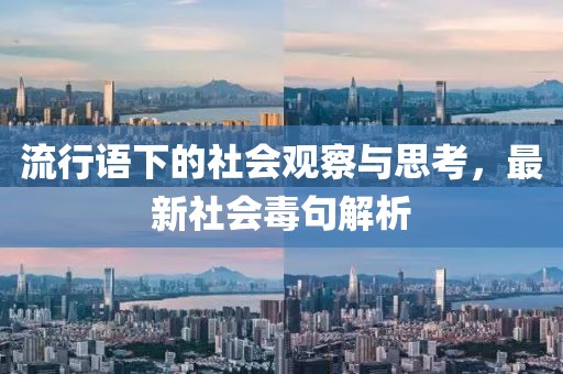 流行語(yǔ)下的社會(huì )觀(guān)察與思考，最新社會(huì )毒句解析