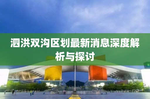 泗洪雙溝區劃最新消息深度解析與探討